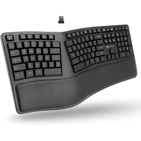 X9 Wireless Ergonomic Split Keyboard with Wrist Rest, Full Size, PC