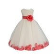 thumbnail image 2 of Ekidsbridal Girl Bridesmaid Flower Girl Dress - Ivory Flower Petals Dress with Bow Sash 302T-A (Size: S-16), 2 of 3