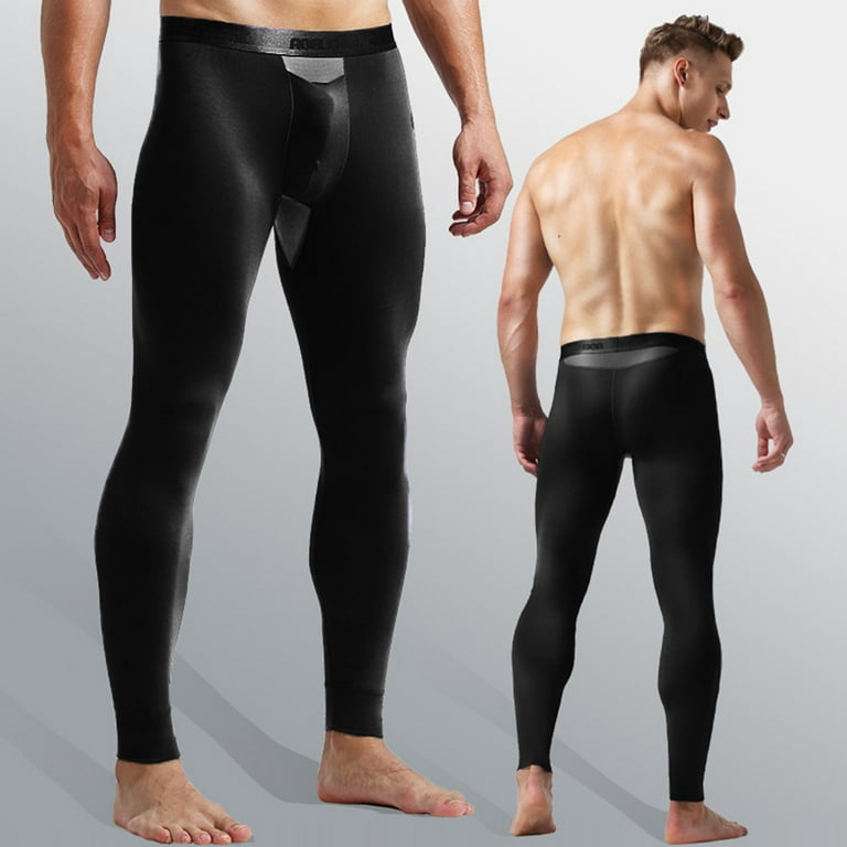 Thermal Pants for Men Men’s Sexy Stretch Breathe Thermal Bullet Separation  Slim Long Pants Black XXL