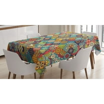 Ambesonne Bohemian Tablecloth Rectangular Table Cover, Checkered Folk, 60"x84", Multicolor