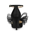 thumbnail image 2 of BLISSFUL STEP Women's Shoes Bow Tie Ankle Strap Stiletto Heel Pointy Toe Sandals Black 10, 2 of 7