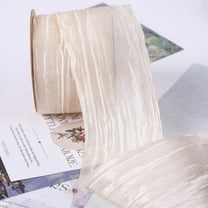 NAMZI 10 Yards 2inch Crinkled Satin Ribbon, Silk-Like for Gift Wrapping, Crafts, Wreaths, Bouquets & Bows, Beige