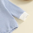 thumbnail image 4 of Newborn Baby Girl Boy Fall Outfits Waffle Striped Sweatshirt Romper Long Sleeve Bubble Bodysuit Cute Clothes, 4 of 7