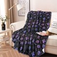 thumbnail image 2 of Purple Halloween Ghost Pumpkin Skull Pattern Round Blanket,Comfortable Soft Flannel Throw Blanket,All Season,Warm Lightweight Blankets for Sofa Bed Couch Living Room Chair 47"x47", 2 of 5