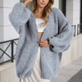 thumbnail image 2 of Cardigan Sweaters for Women Fall Winter Long Lantern Sleeve Loose Casual Open Front Fuzzy Sweater Coats Outerwear, 2 of 3