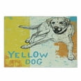 thumbnail image 1 of Yellow Cutting Board, Sitting Dog Sketch Style Illustration on Striped Background Weathered Effect, Decorative Tempered Glass Cutting and Serving Board, Small Size, Yellow Beige Blue, by Ambesonne, 1 of 1