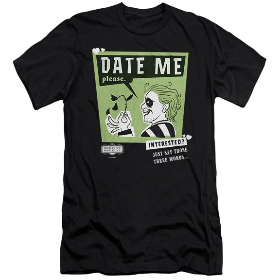 Beetlejuice Beetlejuice Date Me Unisex Adult Canvas Brand T Shirt, Black, Medium