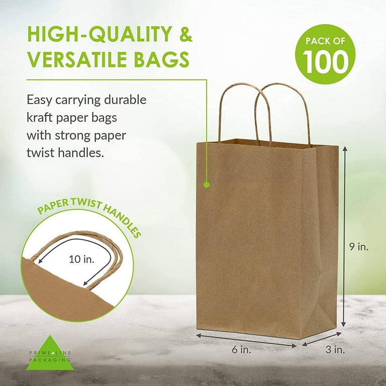 Prime Line Packaging Brown Kraft Paper Bags with Paper Twist Handles Gift  Bags 50 Pcs - 6x3x9, 50 Pcs - Kroger