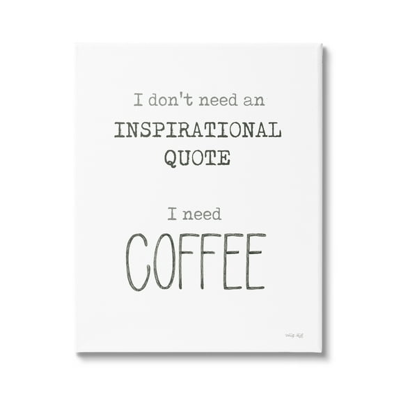Stupell Industries Need Coffee Humorous Cranky Morning Kitchen Typography Graphic Art Gallery Wrapped Canvas Print Wall Art, Design by Cindy Jacobs