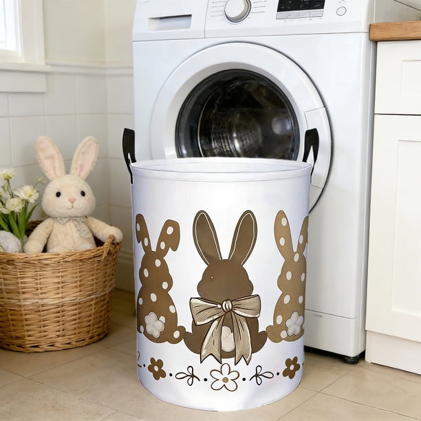Cesta de almacenamiento para ropa sucia de Pascua con asas, plegable, para decoración del hogar, ropa de fiesta, juguetes, organizadores, cestas de Pascua, ideas de regalo, cesta de lino.
