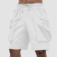 thumbnail image 5 of LIIPEE Men Shorts Casual Summer Fashion Solid Color Loose Fit Elastic Drawstring Waist Knee Length Cargo Shorts With Zipper Pockets Male Versatile Comfortable Breathable Daily Sports Shorts,XXL, 5 of 5