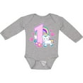 thumbnail image 3 of Inktastic I Am 1 Year Old with Unicorn and Hearts Girls Long Sleeve Baby Bodysuit, 3 of 5
