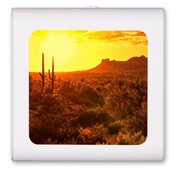 Plug in Dimmable LED Night Light with Dusk to Dawn Auto Sensor, Adjustable Brightness, Warm Light, Auto On/Off Nightlight for Bathroom, Hallway, Nursery, Bedrooms - Desert at Dawn