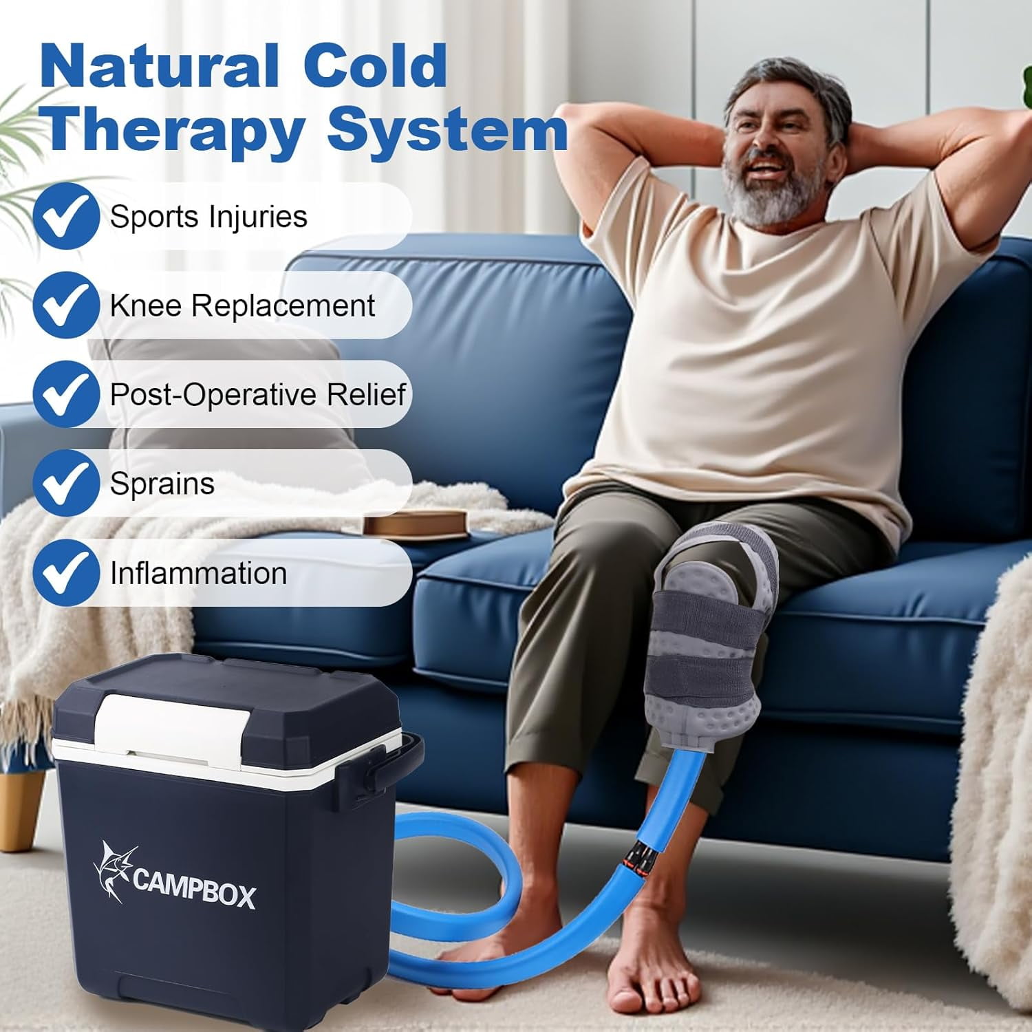 Cold Ice Machine for Knee Therapy System Knee/Joint Pad, Cooling Reservoir and Quiet Bump