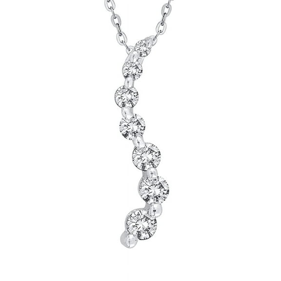 Diamond Journey Pendant Necklace in 14K White Gold (1/4 cttw, G-H, I2-I3)