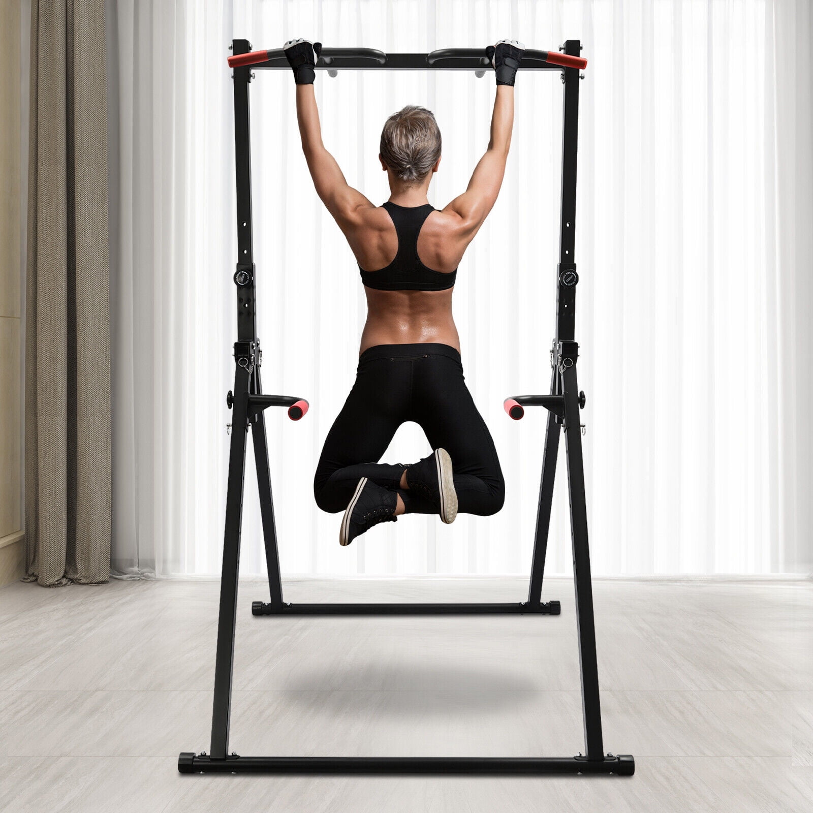 Multi-Function Pull Up Bar, Deluxe Doorway Pull Up Bar, for Chin Ups, Dips, Leg Raises, Ab Workouts, Home Calisthenics, Space Saving Design, Smooth Surface for Easy Cleaning