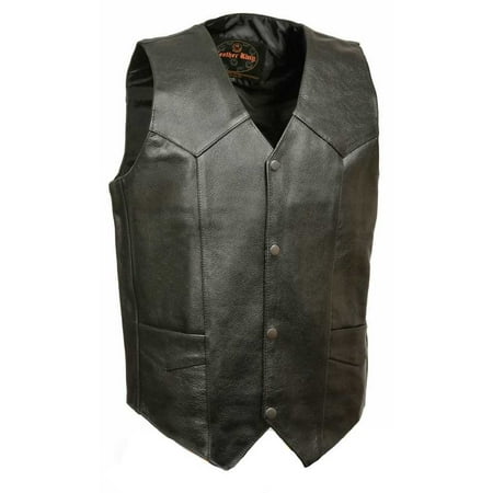 Leather King Men's Classic Snap Front Biker Vest (54) - 54 SH1310