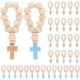 thumbnail image 1 of Rosario de madera de 36 piezas con colgante PapayaWhip, rosario de madera con cuentas de madera y cordón elástico, rosario católico., 1 of 5