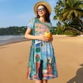 thumbnail image 4 of Cauagu Coastal Cat By The Window Print Summer Dresses for Women 2025 Loose Short Sleeve Casual Sundresses with Pockets, 4 of 6