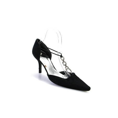 

Pre-owned|Stuart Weitzman Womens Point Toe Rhinestone D orsay Pumps Black Size 8