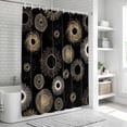 thumbnail image 5 of Polyester Fabric Geometric Black Shower Curtain, Abstract Goldeb White Boho Circle Dot Waterproof Bathtub Curtain Bathroom Decor Set with Hooks 72 x 78 Inches, 5 of 6