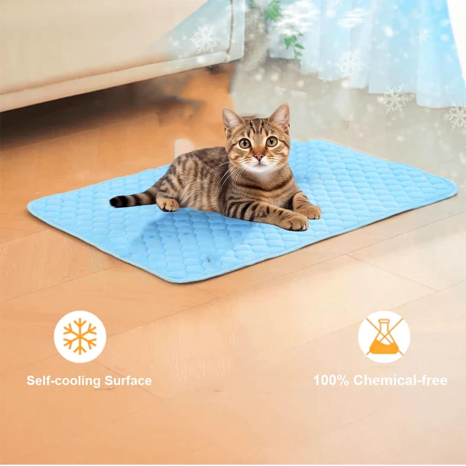 Kittra Cooling Mat for Cats, Comfortable and Breathable Cooling Bed for Cats, 3 Layer System Instant Cool, for Small Dogs and Cats (Light Blue,M(25 * 20in))
