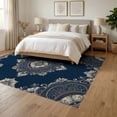 thumbnail image 3 of ODIKA 6'x9' Washable Area Rug Non-Slip, Chair-Friendly, Classic Entryway With Floral Scroll Borders And Symmetrical Layout for Dining Room, Under Table, Office Décor, 3 of 7