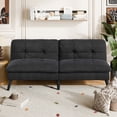 thumbnail image 2 of Walsunny Convertible Futon Sofa Bed, Foldable Sleeper Futon with 3-Angle Adjustment, Multifunctional Folding Futon Couch for Small Space, Black, 2 of 7