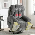 thumbnail image 2 of Ebello 40.5" Wide Extra Large Microfiber Electric Heated Massage Lift Recliner Living Room Chair with Cup Holder & USB, Dark Gray (Set of 2), 2 of 6