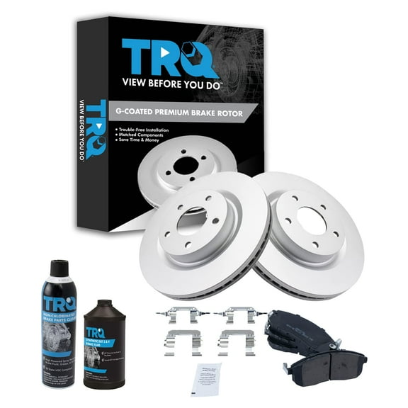 TRQ Brake Pad Posi Metallic & G-Coated Brake Rotor Front Kit w/Chemicals BKA16834