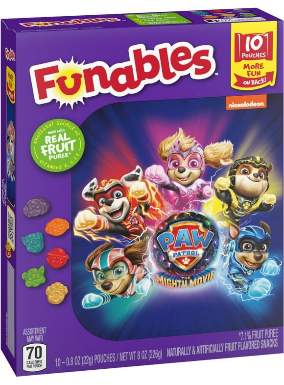 Funables Fruit Flavored Snacks, Paw Patrol the Movie, 0.8 oz, 10 Count