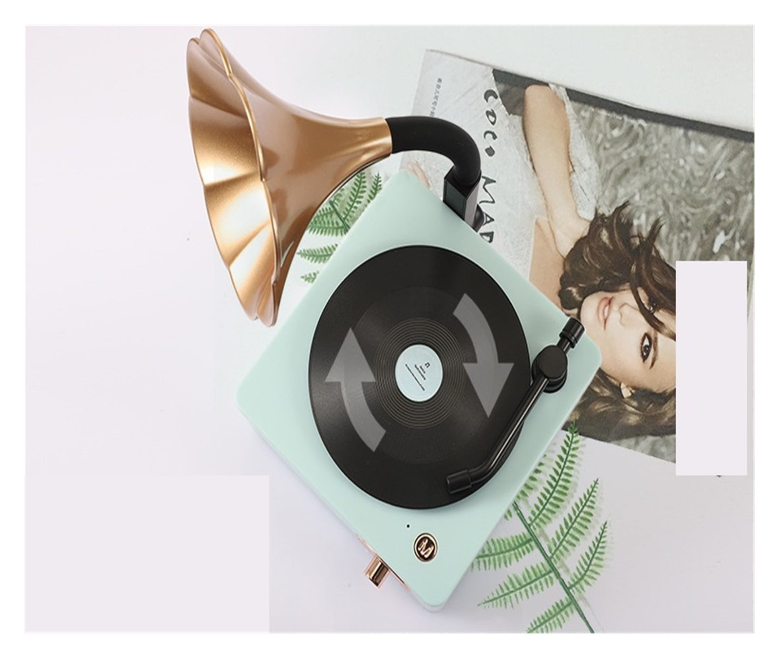 Speaker Retro Vinyl Phonograph Stereo Desktop Wireless Creative Rotary Speaker Girls Gifts ,Perfect Gift