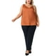 thumbnail image 2 of Camisetas sin mangas de satén de seda para mujer de tallas grandes Agnes Orinda, blusas casuales de cuello en V, camisetas básicas de verano 4X Caramelo, 2 of 6