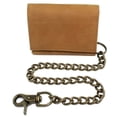 thumbnail image 2 of RFID Safe Western Vintage Real Leather Biker Trifold Chain Wallet Khaki Tan for by Juzar Tapal Collection, 2 of 9