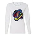 thumbnail image 2 of Colorful Sneakers Chucks Streetwear Womens Graphic Long Sleeve T-Shirt, White, Large, 2 of 3
