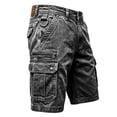 thumbnail image 2 of Jessboyy Jean Cargo Shorts for Men with Multi Pockets Button Zipper Knee Length Bermuda Cargo Summer Outdoor HIking Work Shorts Black,XXXL, 2 of 7