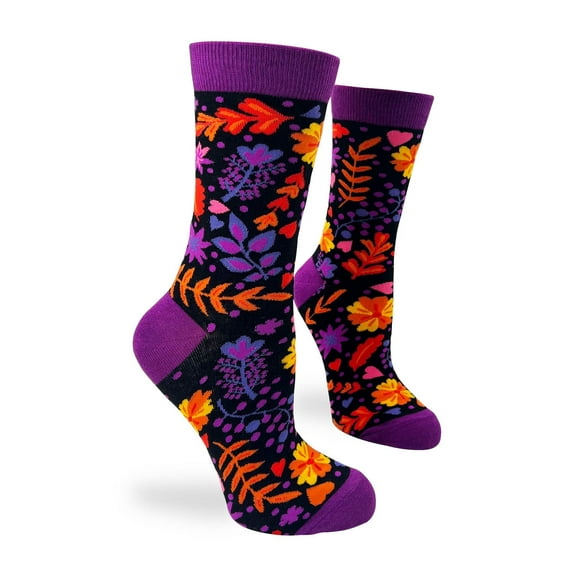 Fabdaz Autumn Floral Novelty Crew Socks for Women