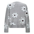 thumbnail image 3 of Trendy Sweater Cardigans Womens Long Sleeve Button Up Flowers Pattern V Neck Casual Soft Cotton Knit Blouse Tops (M, Dark Gray), 3 of 7