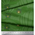 thumbnail image 3 of Soimoi Green Silk Fabric Architectural Structure & Hot Air Balloon Holiday Printed Fabric 1 Yard 42 Inch Wide, 3 of 3