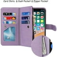 thumbnail image 5 of Wallet Case Compatible with iPhone Xs/X,[6 Card Slots] [Wrist Strap] [Stand Feature] Detachable 2 in 1 Magnetic Zipper Leather Slim Cover Case for iPhone Xs,5.8 inch Purple, 5 of 18