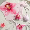 thumbnail image 4 of ZACPNCV Womens 3 Piece Floral Print Bikini Set Short Sleeve Cover Up Triangle Top High Waisted Bottom Swimsuit for Beach Pool Party Summer Vacation, 4 of 8