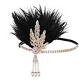 thumbnail image 1 of Gortin Diadema de plumas estilo flapper de los años 20, tocado Art Deco del Gran Gatsby, medallón de hojas inspirado, diadema de perlas, tocado de novia, boda, diamantes de imitación, accesorio para e, 1 of 5