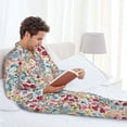 thumbnail image 5 of Bingfone Men's Pajama Set 2 Piece Loungewear PJs, Long Sleeve with Pajama Pants-Trendy Floral Design, 5 of 7