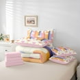 thumbnail image 5 of Feelyou Colorful Stripes Lines Bedding Comforter Set 7pcs, Cartoon Stars Love Heart King Bedding Sets, Kids Teens Boys Girls Reversible Bed Sheets, Lightweight Room Decor, 5 of 7