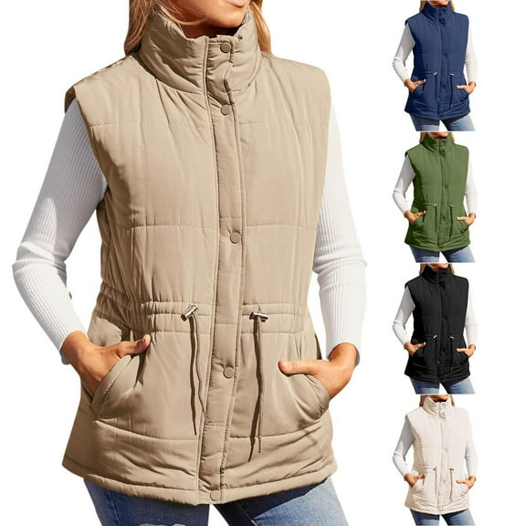 Zedker Women's Puffer Vest Hooded Running Vests Slim Fit Fleece Sleeveless Lightweight Jacket Fall Winter