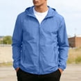 thumbnail image 2 of Zynoxe Mens Rain Jackets Lightweight Waterproof Full-Zip Long Sleeve Raincoat with Pockets Outdoor Hooded Windbreaker for Hiking Cycling Sports Blue S, 2 of 9