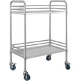 thumbnail image 1 of Mesa de Acero Inoxidable Bluelander de 2 Niveles con Ruedas Giratorias, 1 of 6