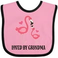 thumbnail image 3 of Inktastic Grandma Loves Me Flamingo Grandchild Girls Baby Bib, 3 of 4