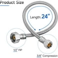 thumbnail image 3 of 24" Braided Faucet Supply Line, 3/8" Comp x 1/2" FIP Stainless Steel Braided Kitchen Faucet Hose Connector for Kitchen Sink, Brass Nut, 2 Pack, 3 of 7