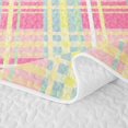 thumbnail image 5 of Castle Fairy Boho Pastel Plaid Quilt King 3 Pieces,Abstract Multi-Line Grid King Coverlet Set,Pink Mint Yellow,1 Bedspread and 2 Pillowcases, 5 of 7